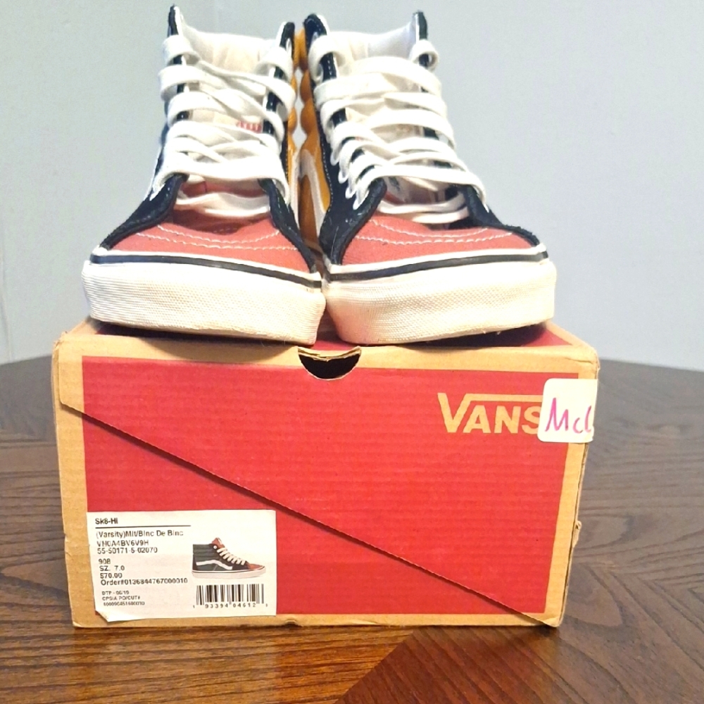 Vans Women’s Red/Black/Yellow/Green/White High-Top Sneakers, Size 8